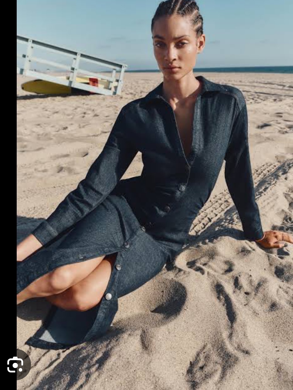 Zara Denim Maxi Dress Long Sleeve XS - Picture 1 of 3
